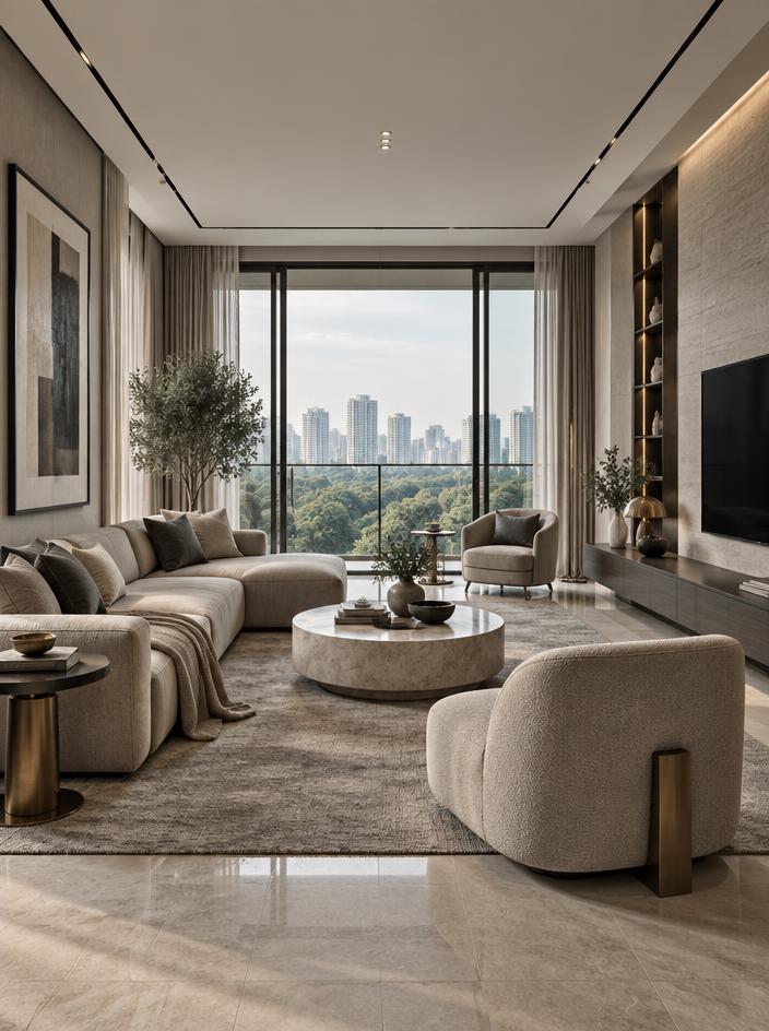 Modern luxe completed living room